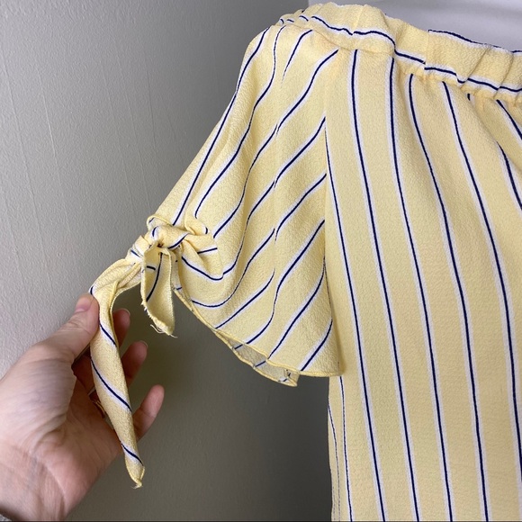 Rue21 Plus Yellow Blue Stripe Off Shoulder Blouse - Picture 2 of 4